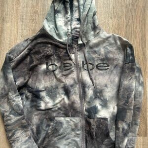 Bebe Black and Gray Tie-Dye Hoodie